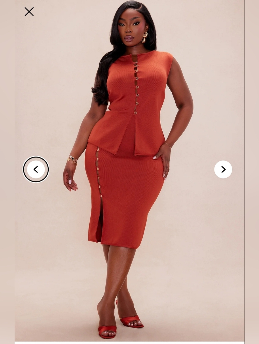 Fashion Nova Womens Luxe Sleeveless Bandage Midi Skirt Set, Cream - Picture 10 of 12